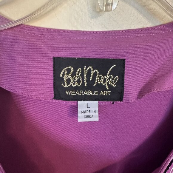 Bob Mackie Wearable Art Womens Embellished Purple Cardigan Jacket Large - Picture 8 of 8